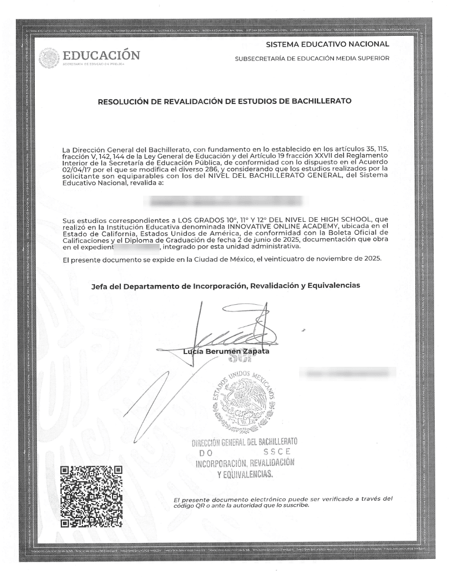 Resolución de Revalidación de la SEP (México)